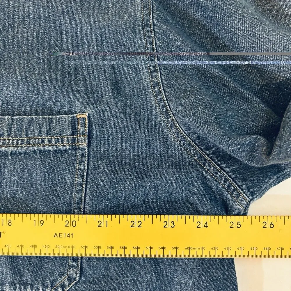 Vintage Levis Red Tab Jeans Shirt Mens L Blue Denim Long Sleeve Button Down